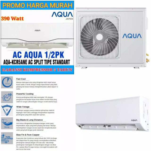 Ac Split Aqua Sanyo Aqa Kcr05anr Freon R32 Hemat Listrik 390watt Garansi Terpasang Wil Cirebon Indonesia