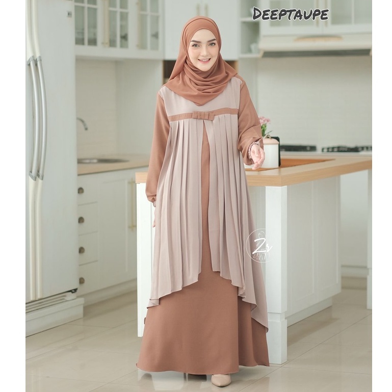 Dress Isabela ori ZR layer cantik model pita lebaran style XL riesta putri original branded busui bumil