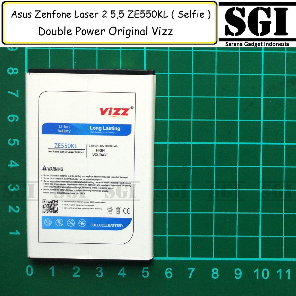 Baterai Vizz Double Power Asus Zenfone Laser 2 5.5 Inch ZE550KL ZD551KL Z00UD C11P1501 Selfie Batre