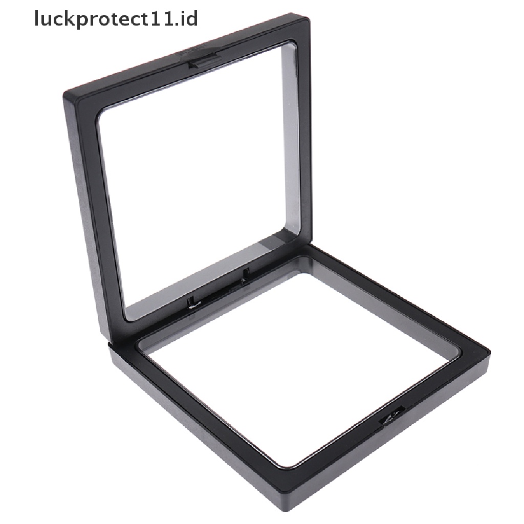 // Hg &amp; ID// Persegi 3D Melayang Perhiasan Koin Display Frame Holder Kotak Case w/Stand