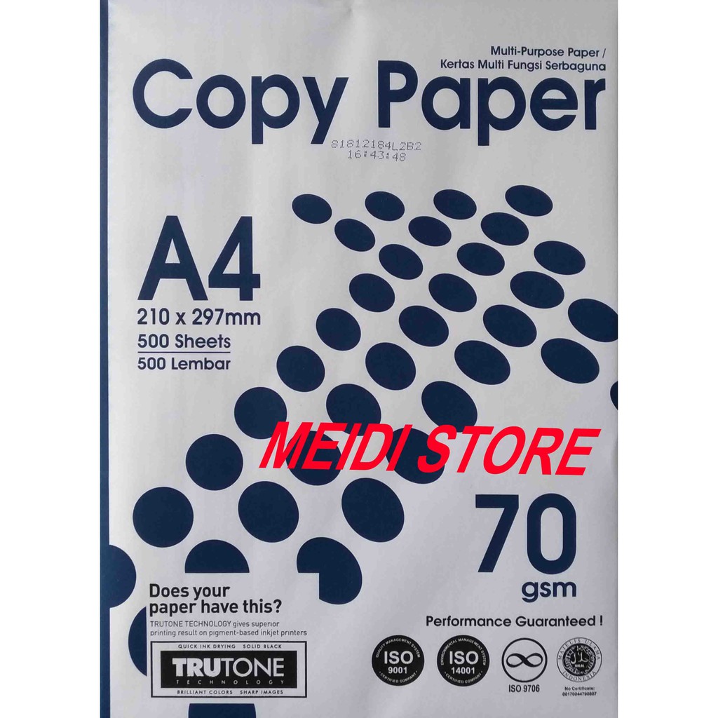 

Kertas A4 hvs 70 / A4 / Copy paper/ kertas/ kertas A4/ Copy paper