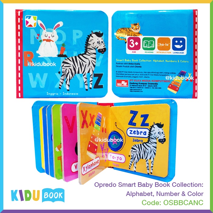 Buku Bayi dan Anak Belajar Mengenal Huruf, Angka dan Warna Opredo Smart Baby Book Collection: Alphabet, Number &amp; Color Kidu Baby