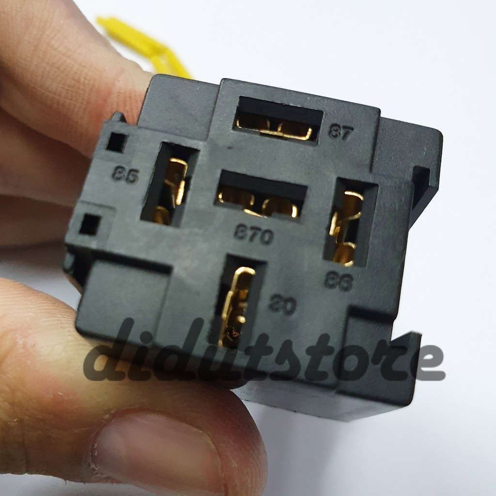 Jual Socket Relay Klakson 5 Kaki + Kabel Tebal Body Plastik Relay Mobil