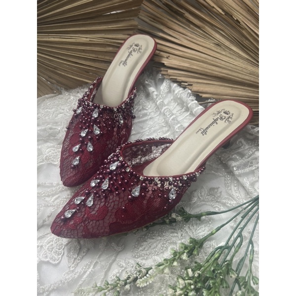 sepatu rafaizoutfit wanita sintya merah marron tinggi 5cm lancip