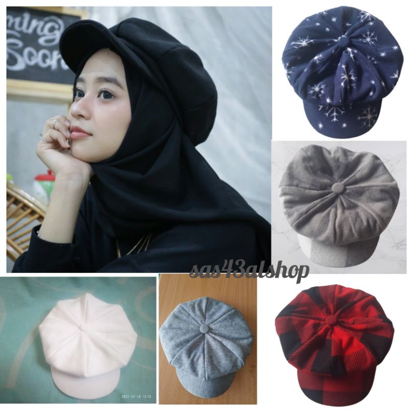 topi pet apolo wanita dewasa topi korea topi baret