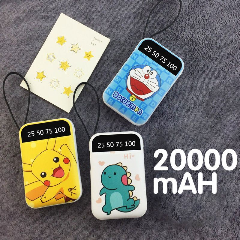 PowerBank 20000 mAh Cute Mini Kartun Mirror Screen Digital Display PowerBank External Battery Pack