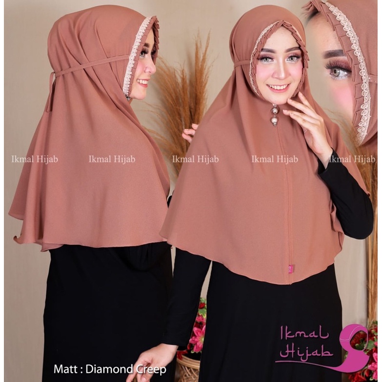 Bergo Maryam KCB Renda / hijab keurudung instan Rempel Tali Diamond Crepe IKMAL HIJAB