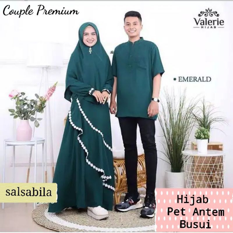 Baju Dress Gamis Couple Busui Polos Koko Pasangan Kondangan Wanita Syari Renda Samping Premium Free 