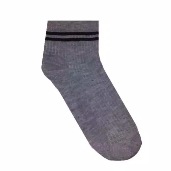 Kaos Kaki Korea Style ATAS Mata Kaki Ankle LowCut (Bahan Katun) 2STRIPS-KOREA -ABU HITAM