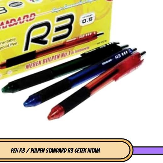 

♝ PEN R3 / PULPEN STANDARD R3 CETEK HITAM - Hitam ۝