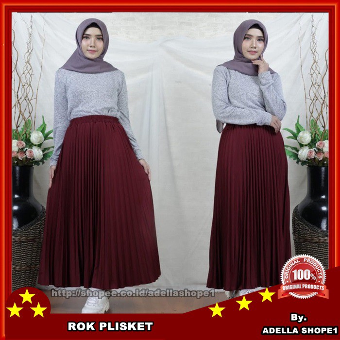 Rok Kerja Wanita Panjang Model Plisket / Bawahan Muslim Wanita Murah