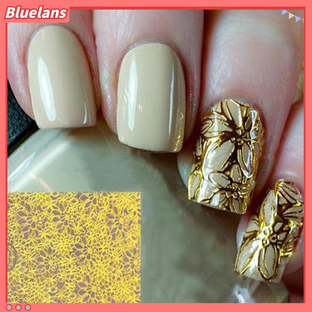 Bluelans Stiker Kuku 3D Motif Bunga Mekar Untuk Dekorasi Nail Art