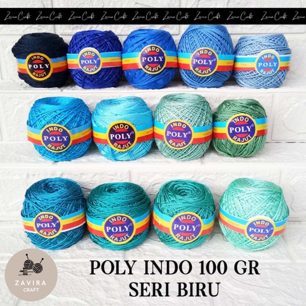 BENANG RAJUT POLY INDO SERI BIRU, POLY KILAP  100GR