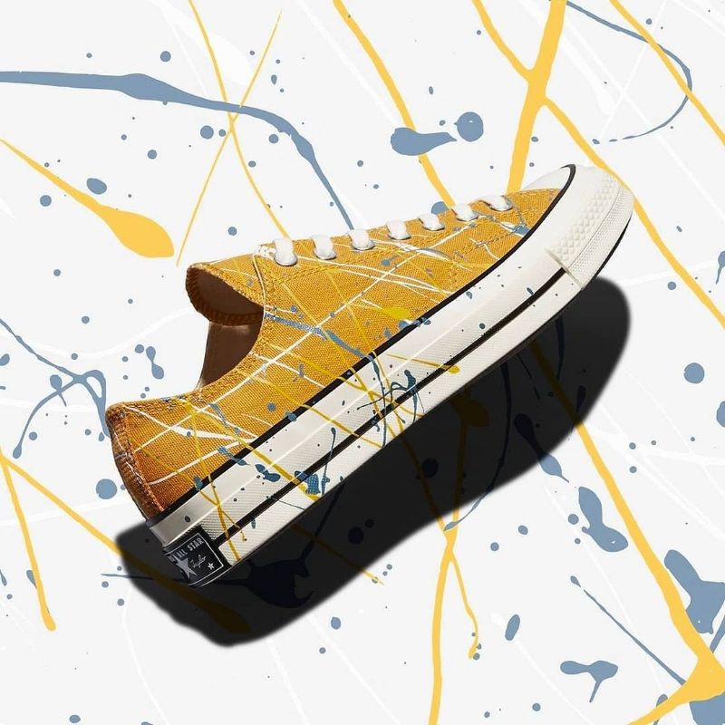 Sepatu Sneakers Pria CONVERSE Chuck 70 Ox Paint Splatter Sunflower Original 170804C