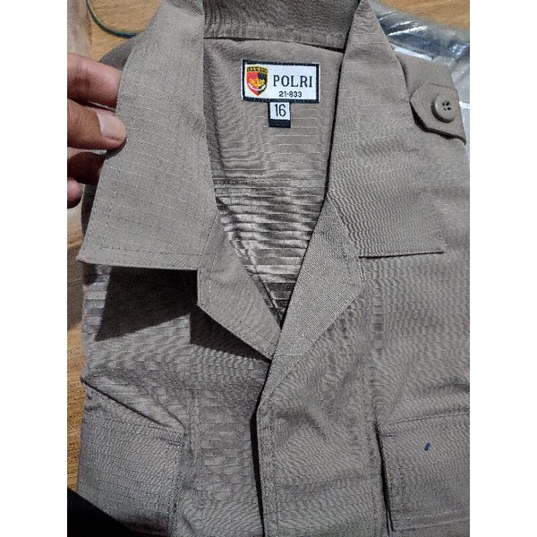 SATU STEL SERAGAM POLRI BAHAN PREMIUM 2023 BUKAN KOTAK KOTAK