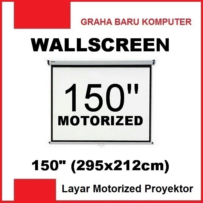 Layar Proyektor Otomatis 150 Inch - Layar Proyektor Gantung Layar Proyektor Dinding Layar Proyektor 