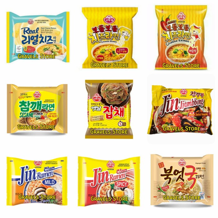 

impor-mie- ottogi ramen korea all varian - real cheese spicy - japchae - sesame - jin spicy -mie-