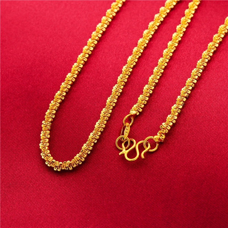 Kalung Rantai Klavikula Lapis Emas 24K Desain Ulat Untuk Wanita