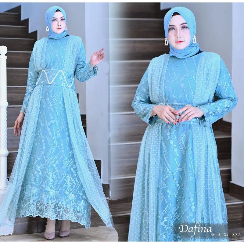 (COD)DAFINA DRESS~GAMIS DAFINA~GAMIS TERBARU~GAMIS PESTA MODERN~GAMIS BROKAT TULLE~GAMIS MEWAH~GAMIS