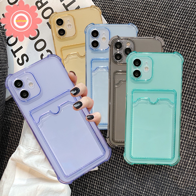 Soft Case Transparan Dengan Holder Kartu Untuk Samsung A13 A33 A03 A12 S22 Ultra A71 A02 A20 A30 A32 A52 A72 A10s A22 M12 S22 A03s A21s M02 A03s A51 A502