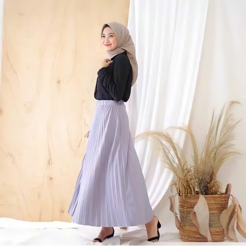 FLARE PLEATED SKIRT ROK PLISKET PRISKET PREMIUM TEBAL WANITA TERBARU