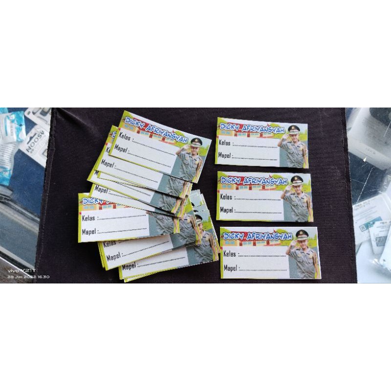 

stiker label nama pelajaran custom nama dan foto