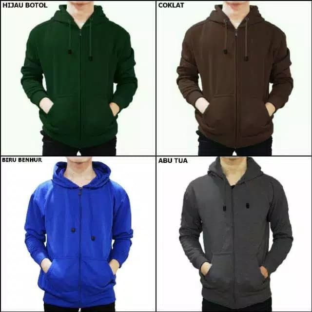 JAKET ZIPPER HOODIE POLOS HITAM PRIA WANITA POPULER