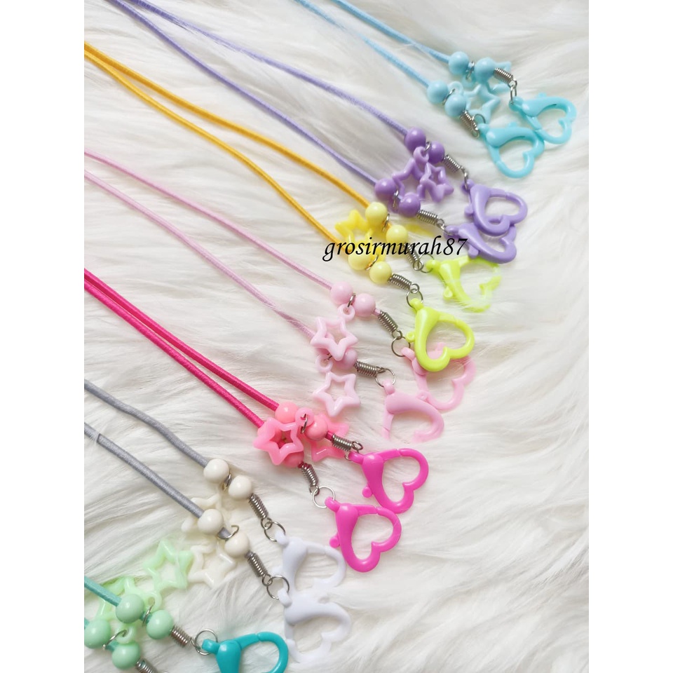 Kalung Tali masker 2 in 1 / Strap mask rantai korea / konektor masker hijab elastis model gantung anting bintang anak dan dewasa