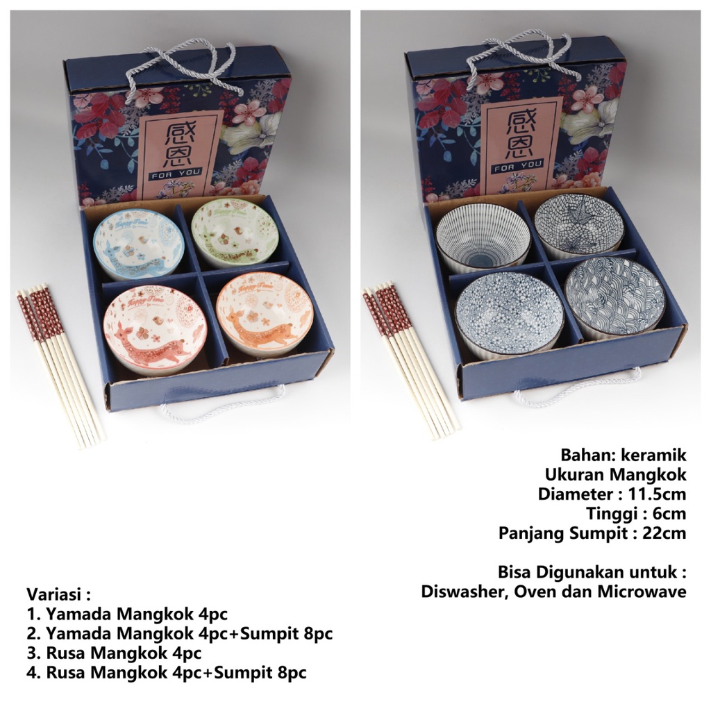 Mangkok Set atau Mangkok Jepang Set Kotak Kado premium quality