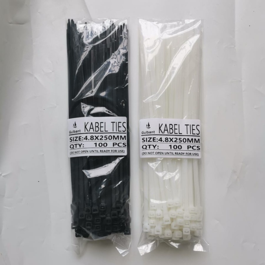 

Kabel ties 4.8x250mm Warna PUTIH/HITAM 1PACK Isi 100PCS