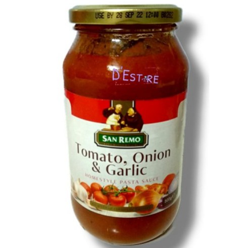 

SAN REMO Tomato Onion Garlic Pasta Sauce 500gr Saus Tomat Bawang Putih