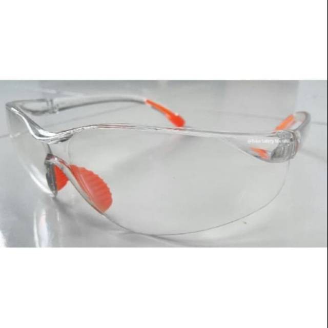 Kacamata Safety Tukang Las Fashion Clear Bening Kerja Medical Lab Kaca Mata Kombinasi Warna Orange