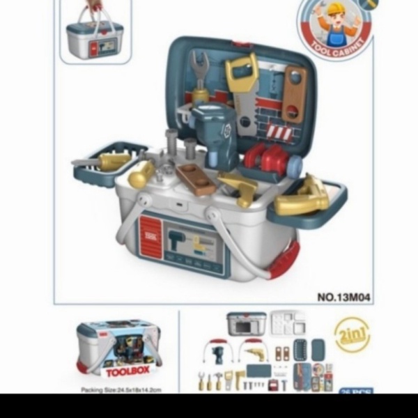 

Tool Box 2 in 1 mainan alat pertukangan set / mainan anak anak Diskon