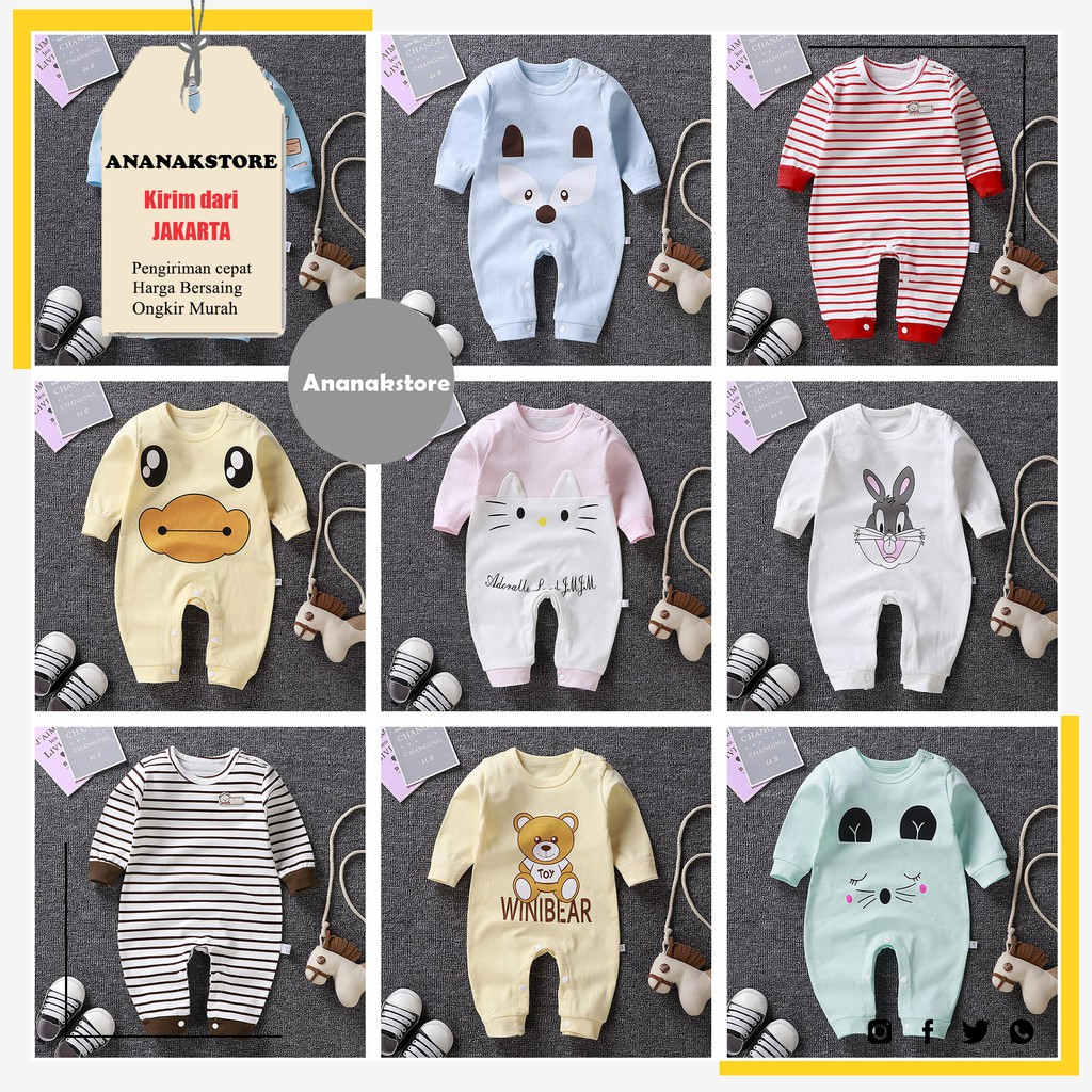 Jumper bayi Motif / Romper bayi Jumper panjang / Jumper bayi karakter lucu / Baju kodok bayi