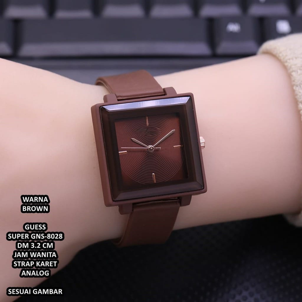 Jam Tangan Wanita Cewek Kotak Catur Analog Tali Rubber CK16