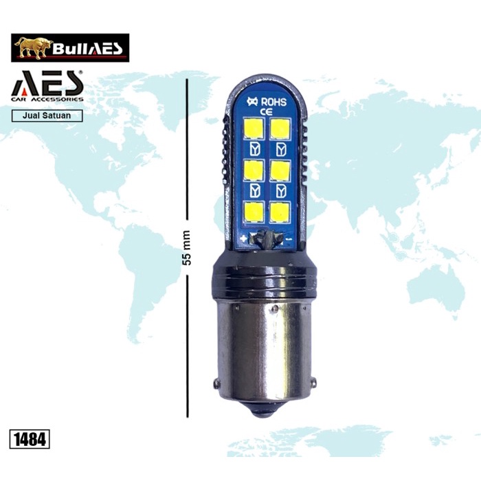 Bohlam Stop Mundur Mobil Socket Soket BA15s 1156 LED PREMIUM AES