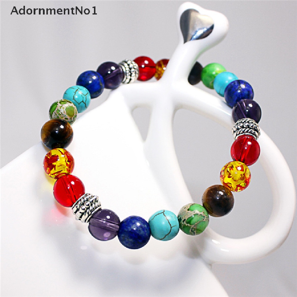 (AdornmentNo1) Gelang Kesehatan Manik Batu Alami 7 Chakra Healing Balance