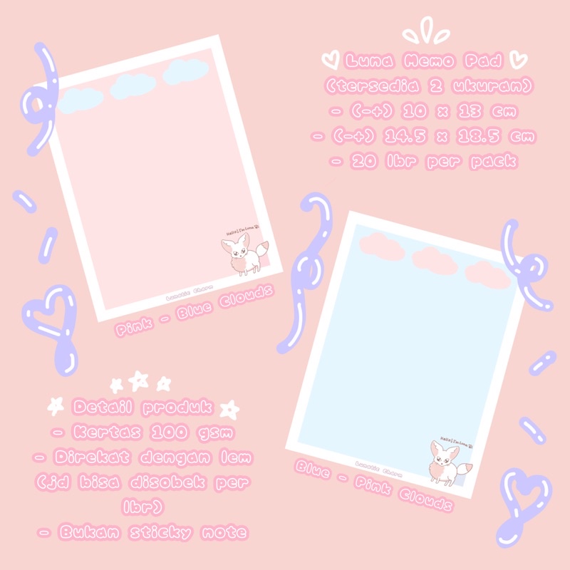 

[L.C] Luna memo pad note pad lucu imut aesthetic estetik