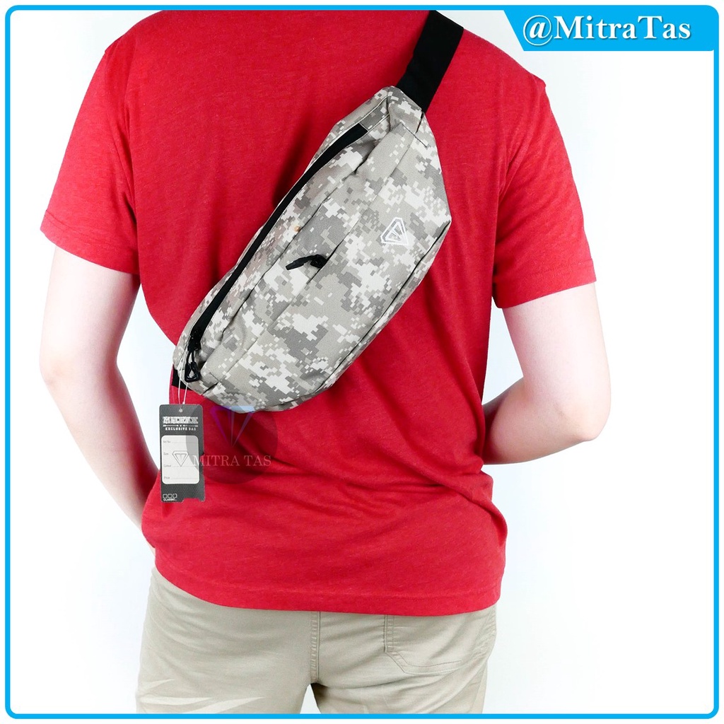 Waist Bag MitraX Ponos Army Terbuat dari  Bahan Nylon Tebal dengan KUALITAS TERBAIK! Tas Pinggang l WaistBag Simple dan Keren Cocok untuk Pria maupun Wanita!