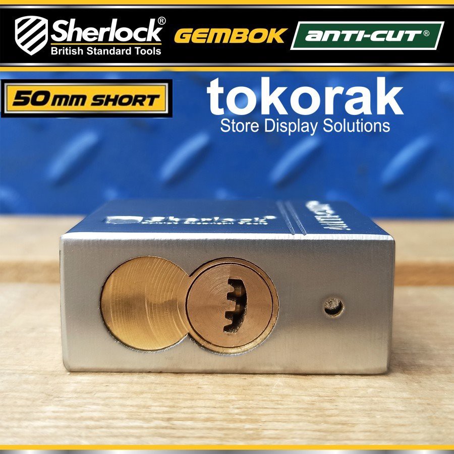 GEMBOK RUMAH - TOKO - PAGAR SHERLOCK ANTI CUT 50 MM PENDEK COMP KEY