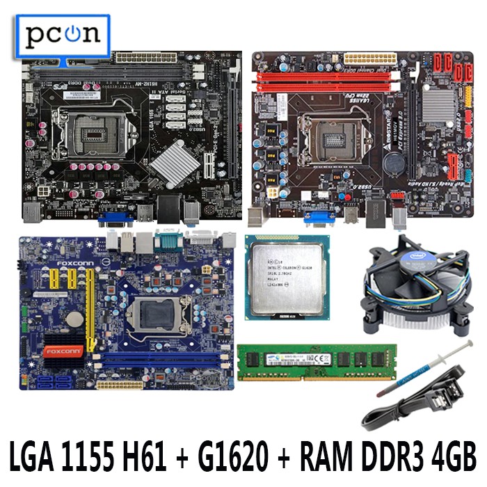 Mainboard motherboard mobo h61processor G1620 3.60Ghz Ram ddr3 4gb FAN