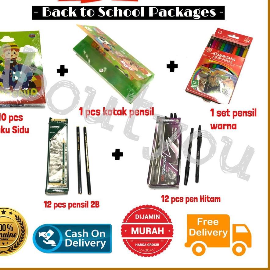 Flash Sale  5 in 1 PAKET Alat Tulis Sekolah Set LENGKAP Buku Kotak Pensil Warna Pen murah