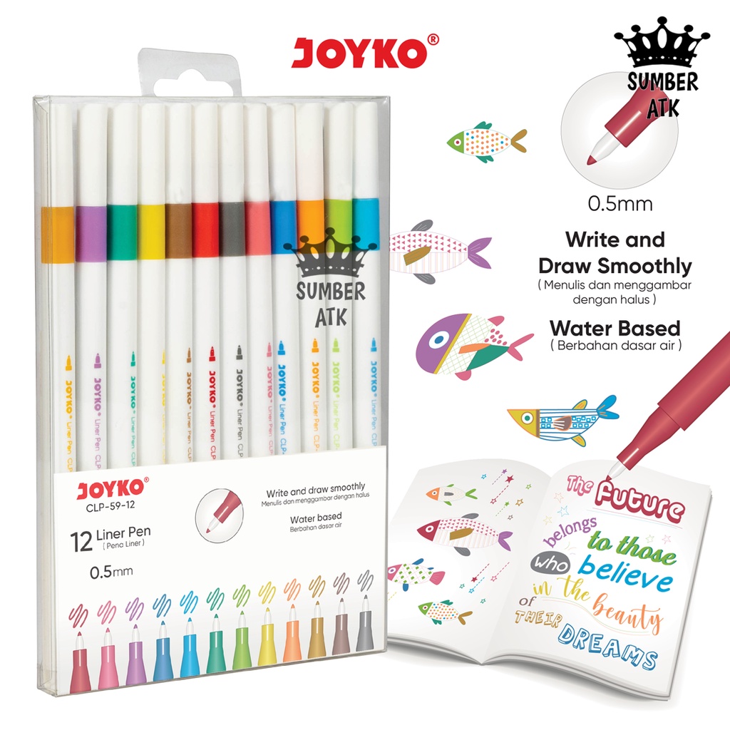 

PRODUK- PENA LINER PEN PULPEN WARNA JOYKO CLP-59-12 WARNA .