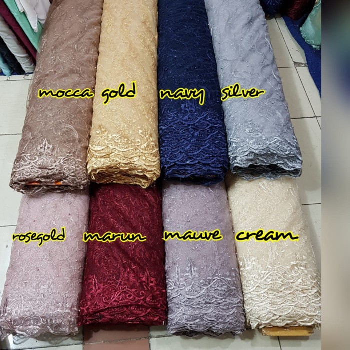 KAIN TILE AKAR MUTIARA IMPORT ST04. BRUKAT MUTIARA. BAHAN KEBAYA DRESS