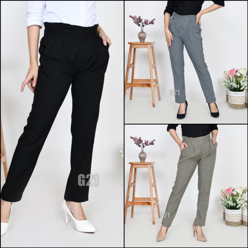 Celana Kerja Wanita Kantor Pinggang Karet Bahan Formal Hitam Polos Panjang Model Baggy Pants High Premium Quality Celana Hitam Wanita Celana Kerja Wanita Kantor Celana Bahan Kerja Wanita Celana Bahan Panjang Wanita Celana Hitam Panjang Wanita