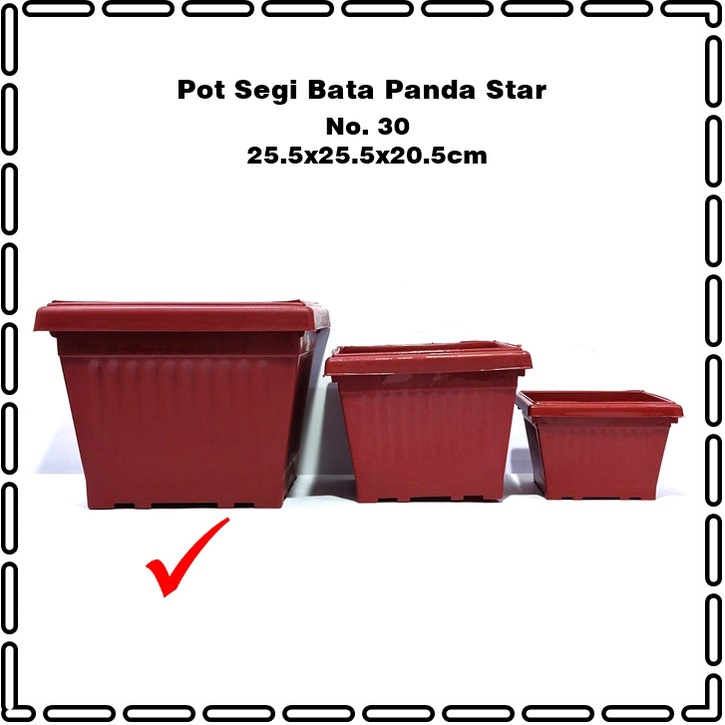 RML764D Pot Tanaman Segi 30 Bata/Hitam Panda Star