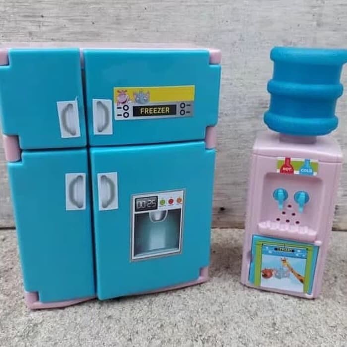 Mainan Anak Kulkas Nyala Dispenser Galon Refrigerator Dapur Mini Masak