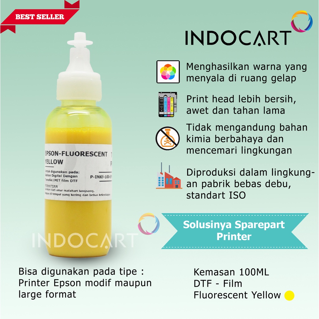 IndoCart Tinta Premium Epson Tinta DTF Fluorescent -100ml