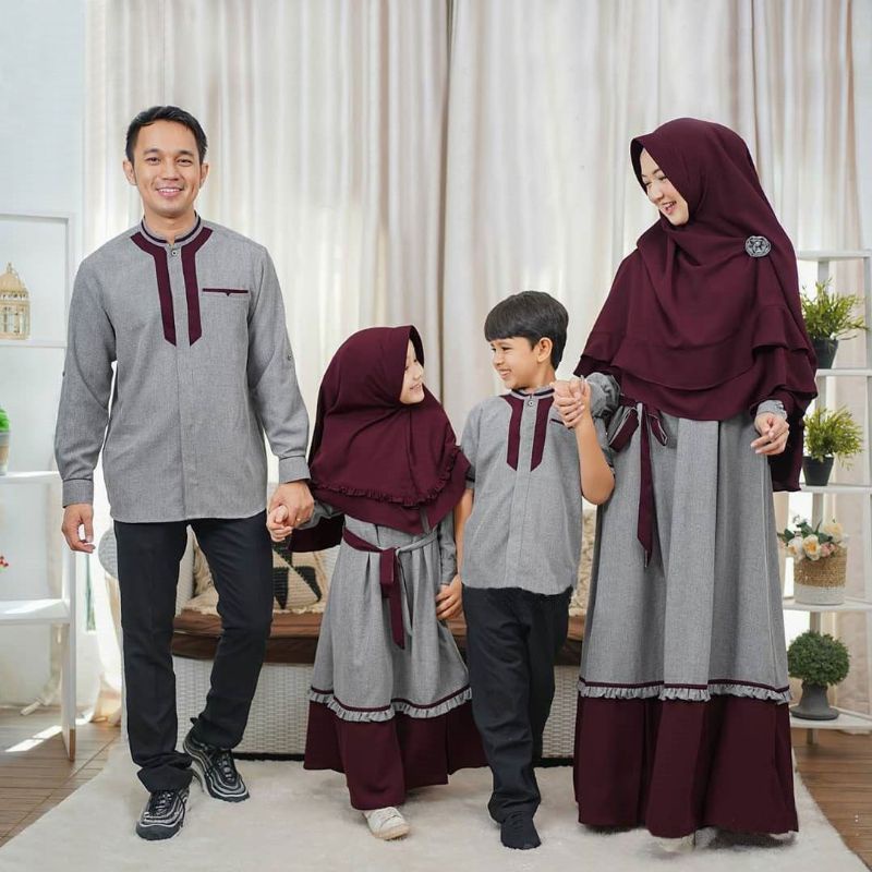Baju Couple Keluarga || Couple Set Kiano Family || Couple Gamis Seragam Lebaran 2022
