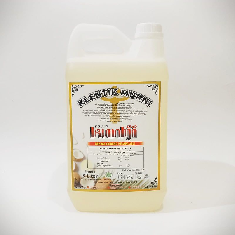 

Minyak goreng kelapa segar NON RBD(Klentik Murni)5 ltr minyak sehat,minyak diet,no timbal n kolestrol.HALAL